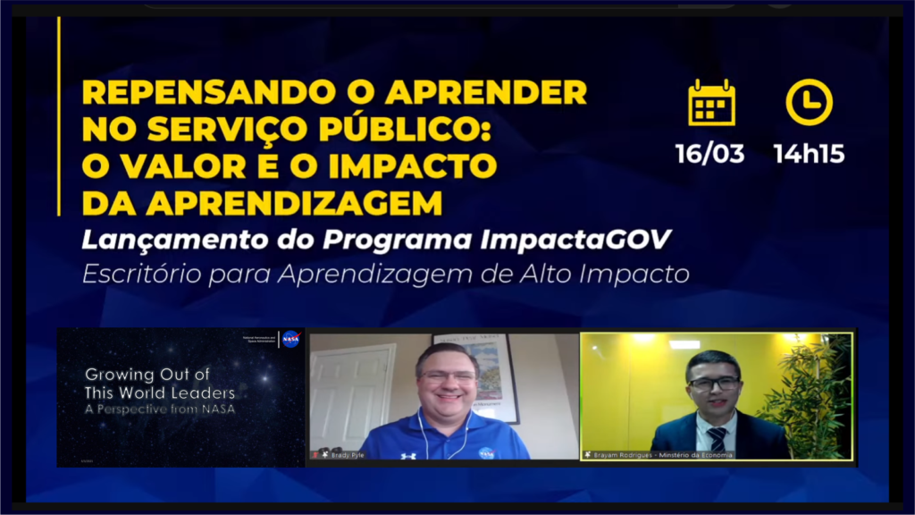 Lançamento do ImpactaGOV com participação da NASA – destaque de Brady Pyle (Diretor Adjunto de Capital Humano da NASA)